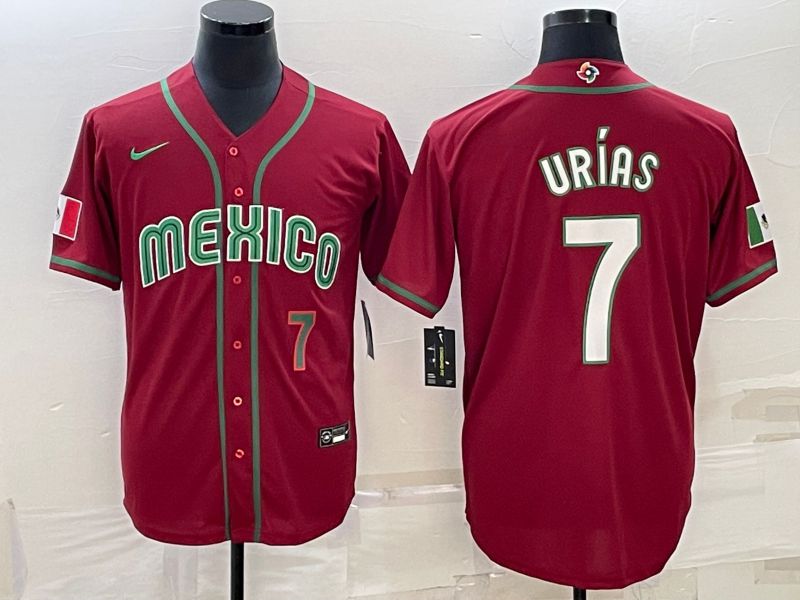 Men 2023 World Cub Mexico #7 Urias Red Nike MLB Jersey18